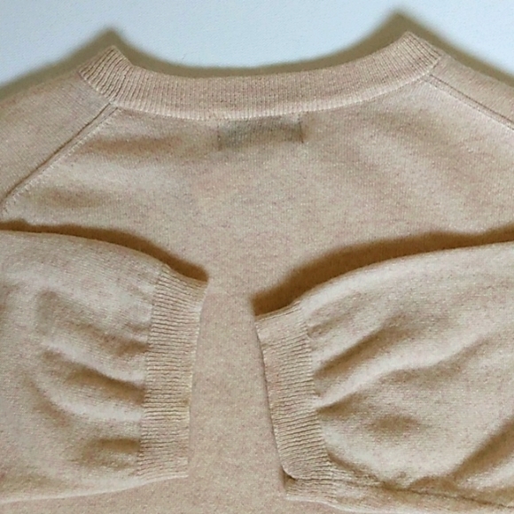 Cashmere Sweater Top  Tan Regency Core 3/4 Sleeve by Sutton Studio Size Small - Picture 6 of 8